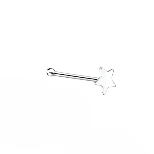 925 Silver Star Straight Stud With Ball Nose Ring, 0.2 g