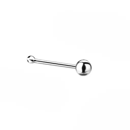 925 Silver Ball Straight Stud With Ball Nose Ring, 0.2 g