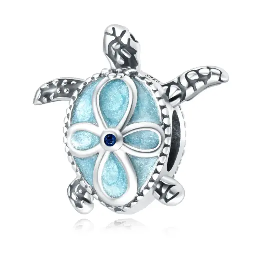 925 Silver Blue Turtle Charm, 2 g