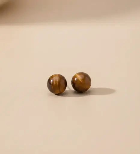 925 Silver Tiger Eye Stud Earring, 0.0040 kg