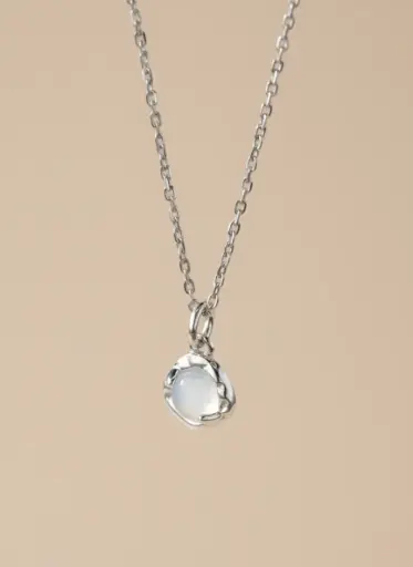 925 Silver Cat's Eye Necklace, 0.0050 kg