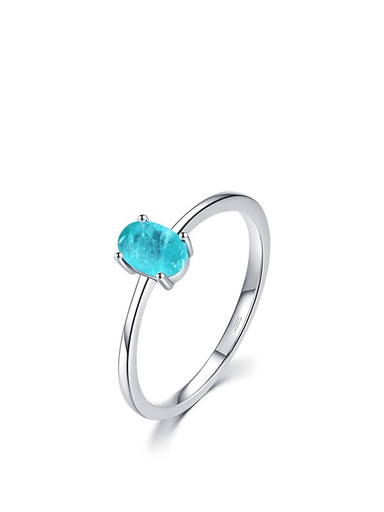 925 Silver Band Ring with Blue Opal US 7, 0.0030 kg