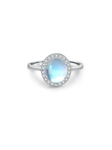 925 Silver Band Ring with White Blue Opal US 7, 0.0050 kg