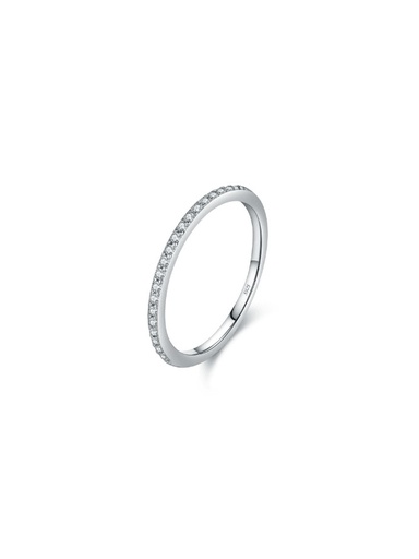 S925 Band Ring with Enveloped White Cubic Zirconia US 7, 0.0040 kg