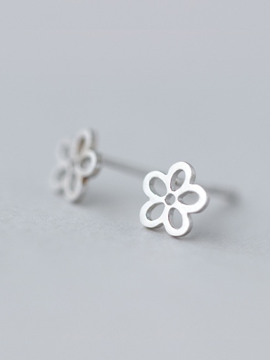S925 Hollow Flower Stud Earring, 0.0015 kg
