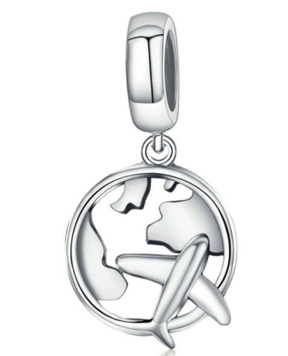 S925 Plane Travel Charm, 0.0040 kg