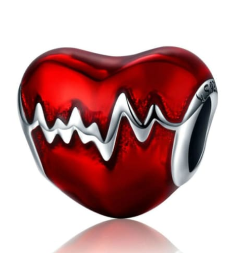 S925 Beating Heart Rate Charm, 0.0040 kg