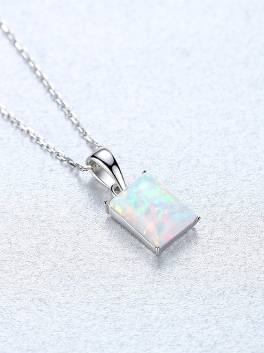 S925 White Opal Square Necklace, 0.0030 kg