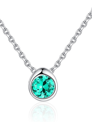 S925 Round Green Cubic Zirconia Necklace, 0.0014 kg