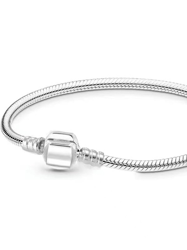 925 Silver Snake Link Charm Bracelet 16.5 cm, 0.0090 kg
