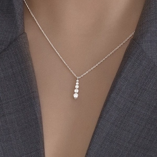 S925 White Rhinestones Long Drop Necklace, 0.0050 kg