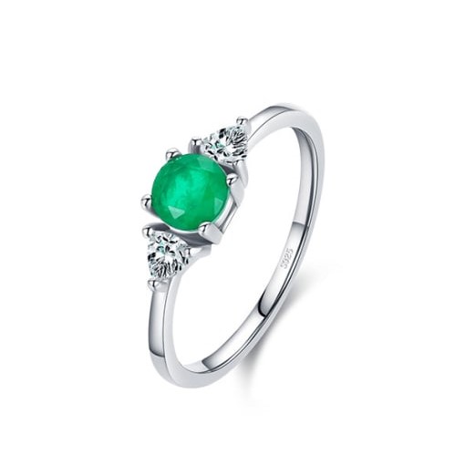 S925 Green Zircon Band Ring US 6, 0.0030 kg