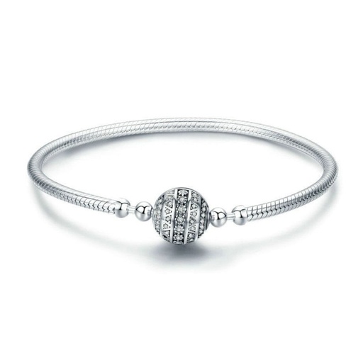 925 Silver Cubic Zirconia Charm Bracelet 17 cm, 0.0144 kg