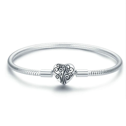 S925 Heart Charm Bracelet 17 cm, 0.0140 kg