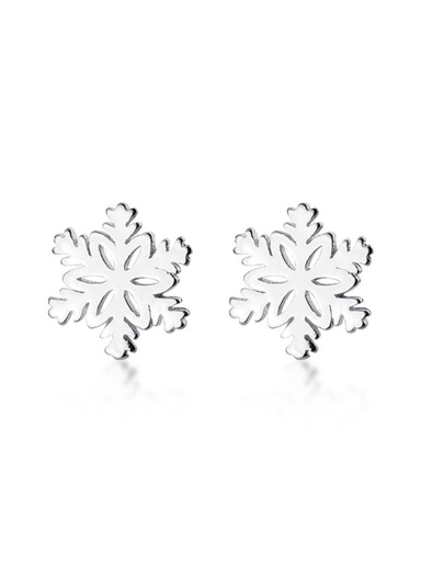 S925 Snowflake Plain Stud Earring, 0.0040 kg