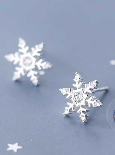 S925 Snowflake Stud with Cubic Zirconia Earring, 0.0040 kg