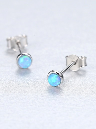 S925 Compact Round Blue Opal Earring, 0.0030 kg