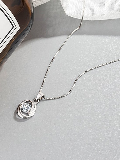 S925 Rhinestone Clover Pendant Necklace, 0.0030 kg