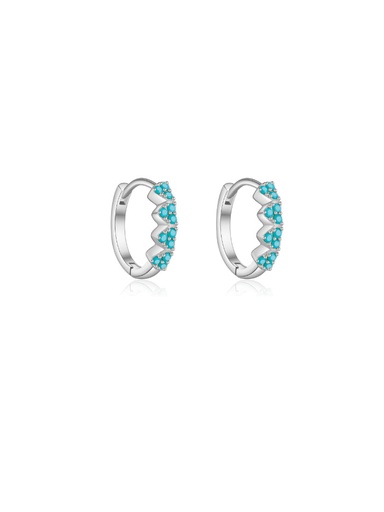 925 Silver Turquoise Geometric Huggie Earring, 0.0040 kg