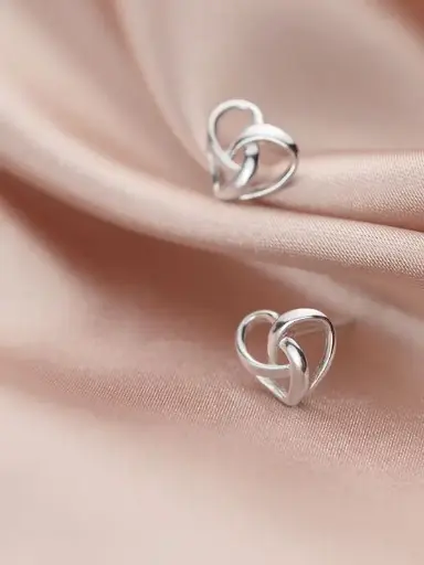 S925 Hollow Heart Stud Earring, 0.0030 kg