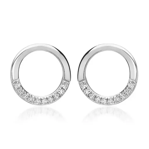 S925 Rhinestones Hollow Round Stud Earring, 0.0030 kg
