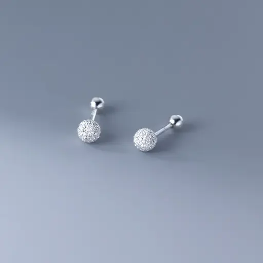 S925 Bead Geometric Stud Earring, 0.0050 kg