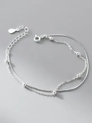 S925 Double Strand Irregular Bead Bracelet, 0.0050 kg