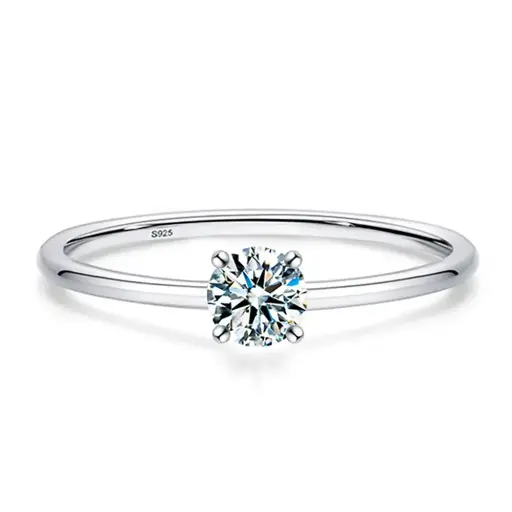925 Silver Moissanite Minimalist Band Ring US 6, 0.0040 kg