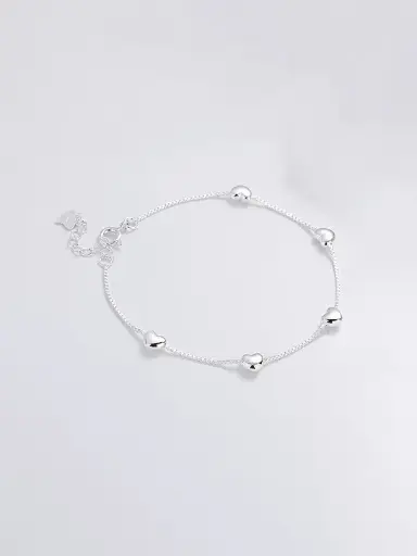 S925 Heart Minimalist Link Bracelet, 0.0050 kg