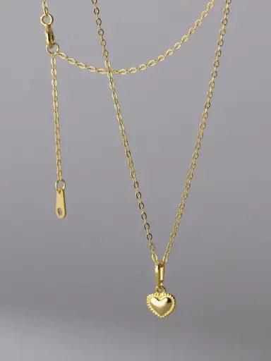 S925 14K Gold Plated Heart Necklace, 0.0050 kg