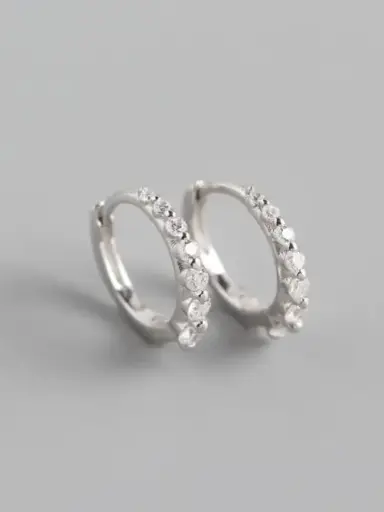 925 Silver White Cubic Zirconia Huggie Earring, 0.0040 kg