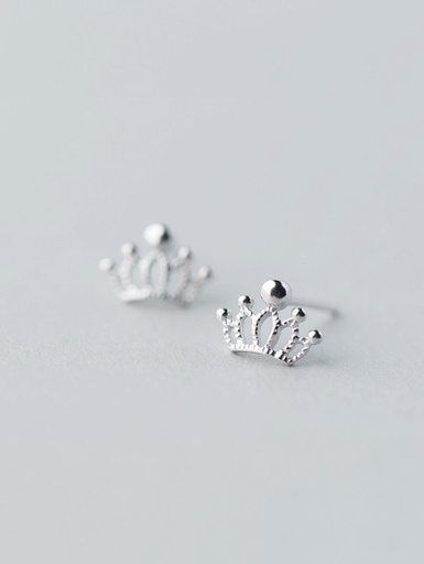 S925 Crown Stud Earring, 0.0010 kg